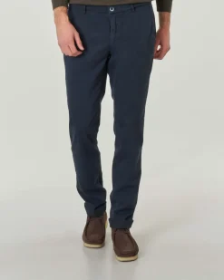 Pantalone chino Powell blu slim fit in tricottina di cotone stretch