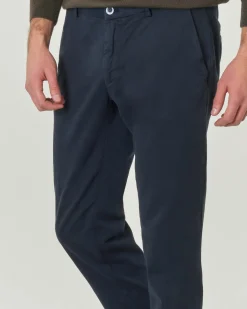 Pantalone chino Powell blu slim fit in tricottina di cotone stretch