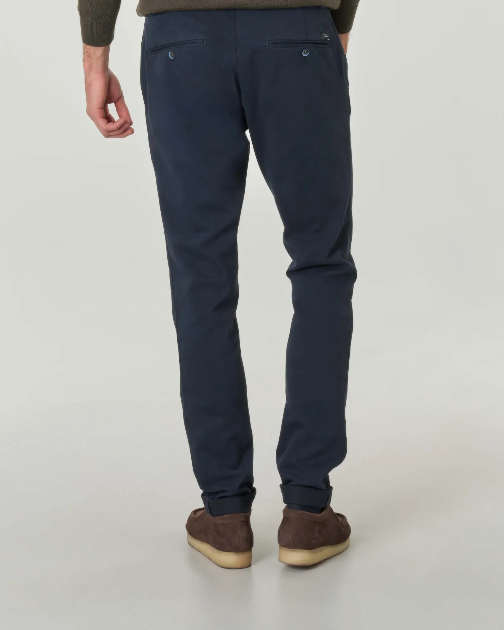 Pantalone chino Powell blu slim fit in tricottina di cotone stretch