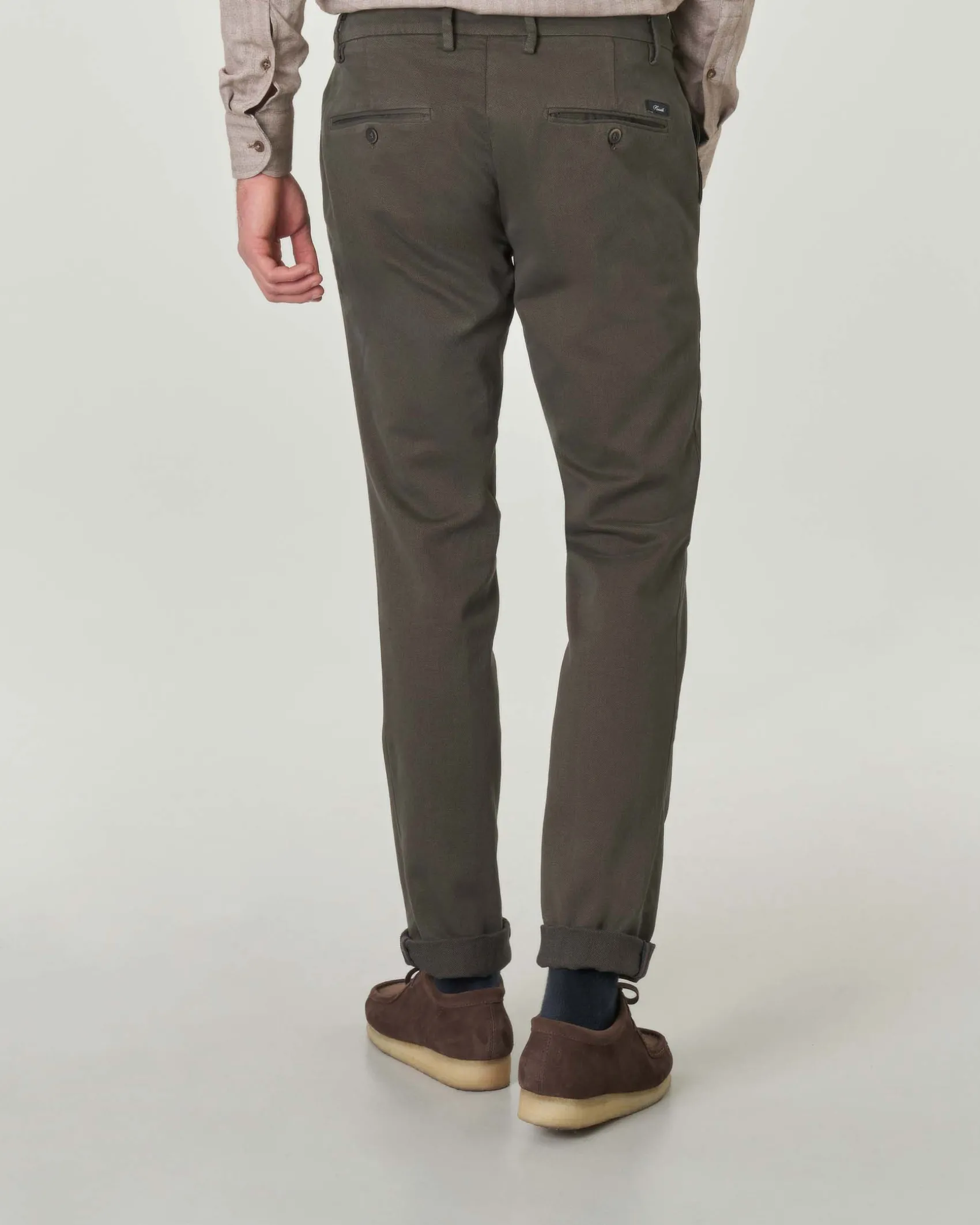 Pantalone chino Powell marrone slim fit in tricottina di cotone stretch