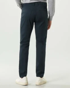 Pantalone cinque tasche Jeckerson blu modello John in gabardina di cotone stretch con toppa