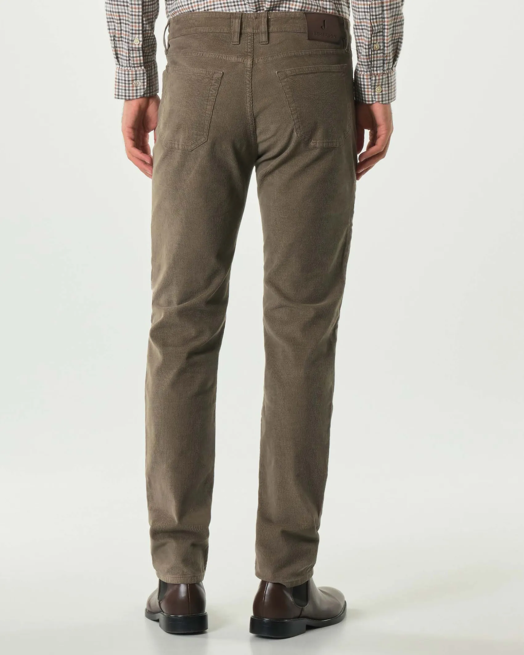 Pantalone cinque tasche John slim-fit marrone in velluto di cotone stretch