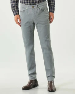 Pantalone cinque tasche Jeckerson grigio modello John in gabardina di cotone stretch con toppa