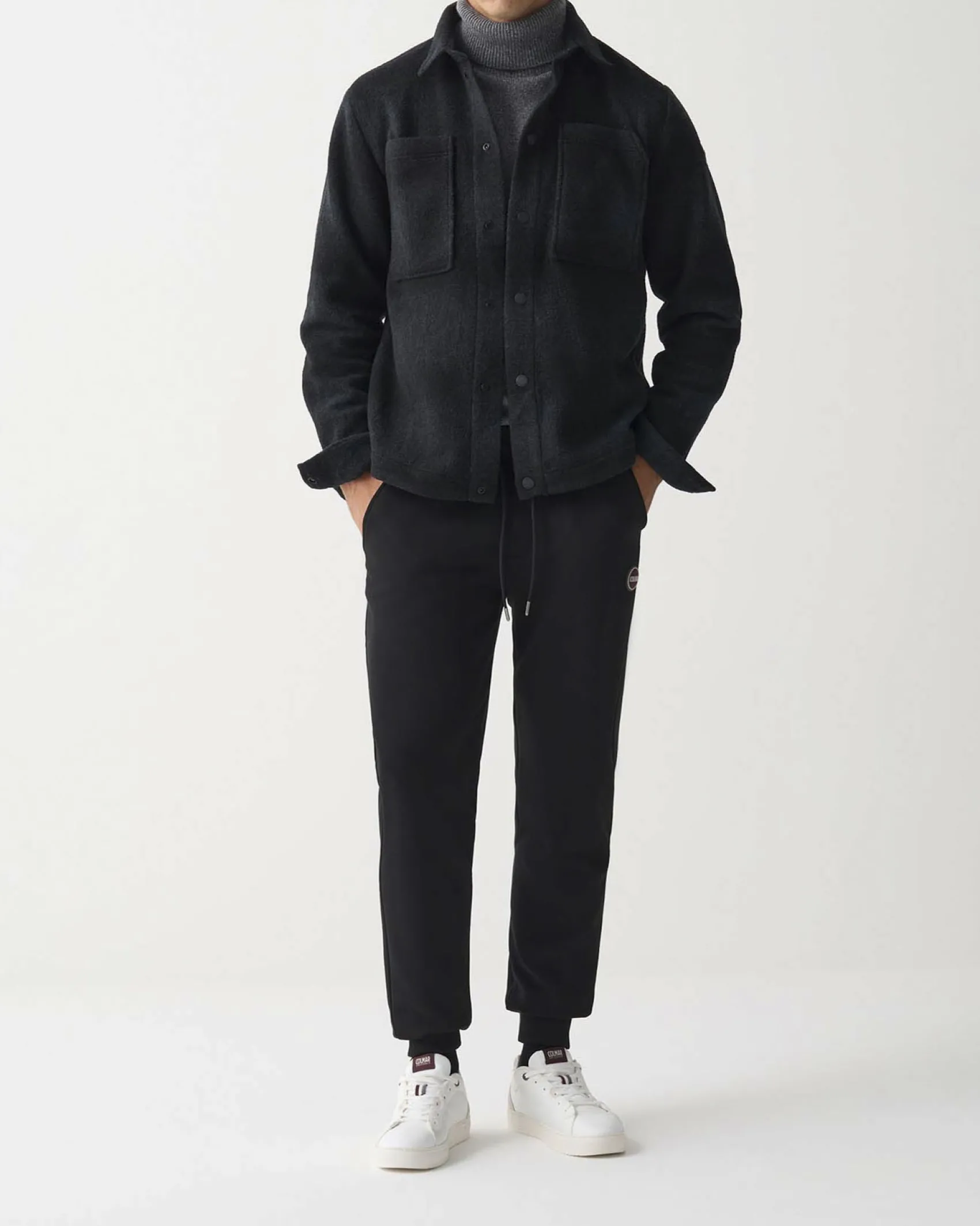 Pantalone Colmar Originals nero in felpa di cotone con logo bollo applicato