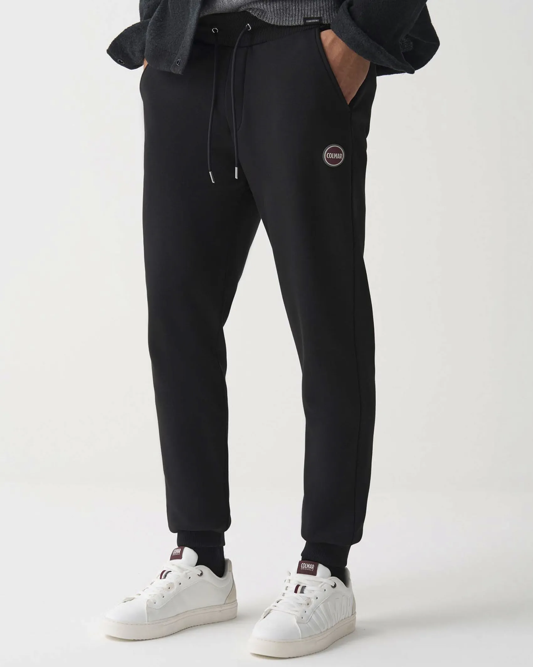 Pantalone Colmar Originals nero in felpa di cotone con logo bollo applicato