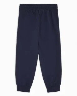 Pantalone EA7 jogger blu in felpa di cotone