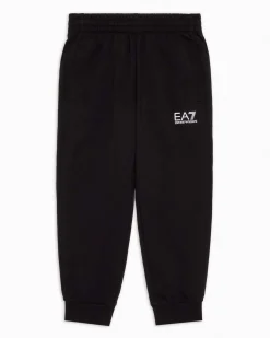 Pantalone EA7 jogger nero in felpa di cotone
