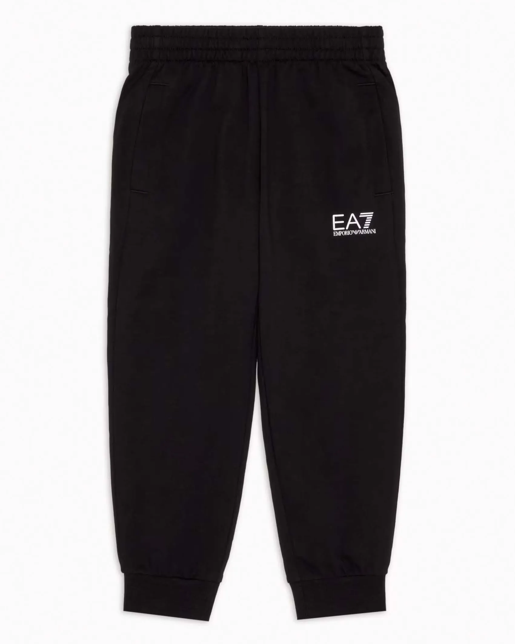 Pantalone EA7 jogger nero in felpa di cotone