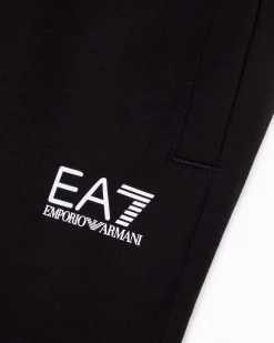 Pantalone EA7 jogger nero in felpa di cotone