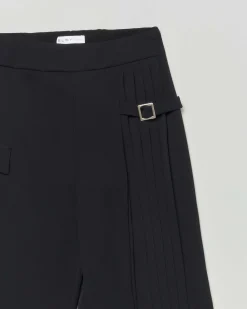 Pantalone Elsy nero a palazzo con plissè