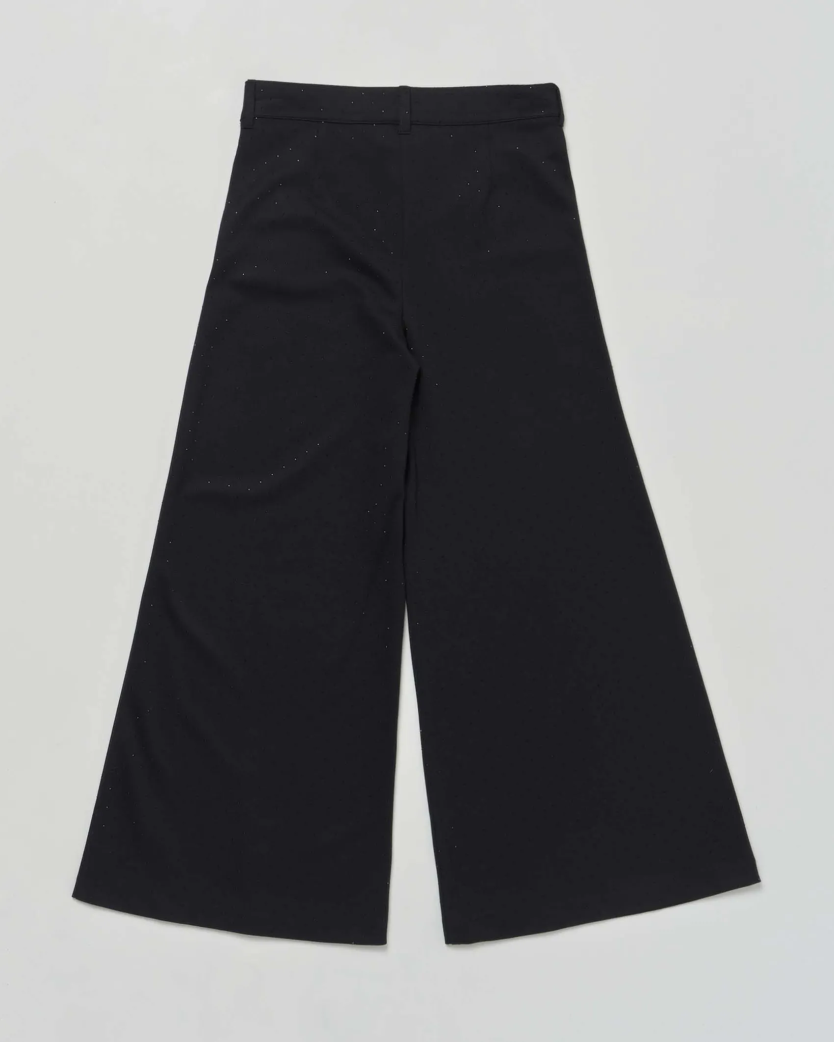 Pantalone Elsy nero a palazzo in crêpe con strass