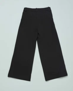 Pantalone Elsy nero a palazzo in crêpe con pinces