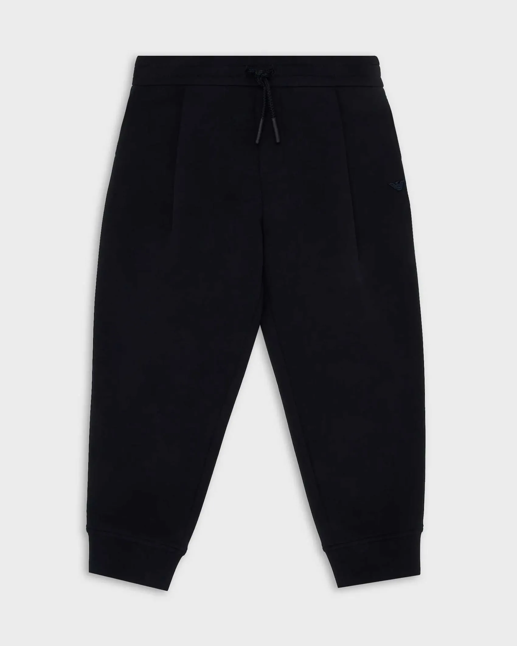 Pantalone Emporio Armani jogger blu in felpa stretch con pinces 10-16 anni