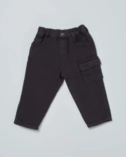 Pantalone Emporio Armani blu in bull di cotone con tascone applicato