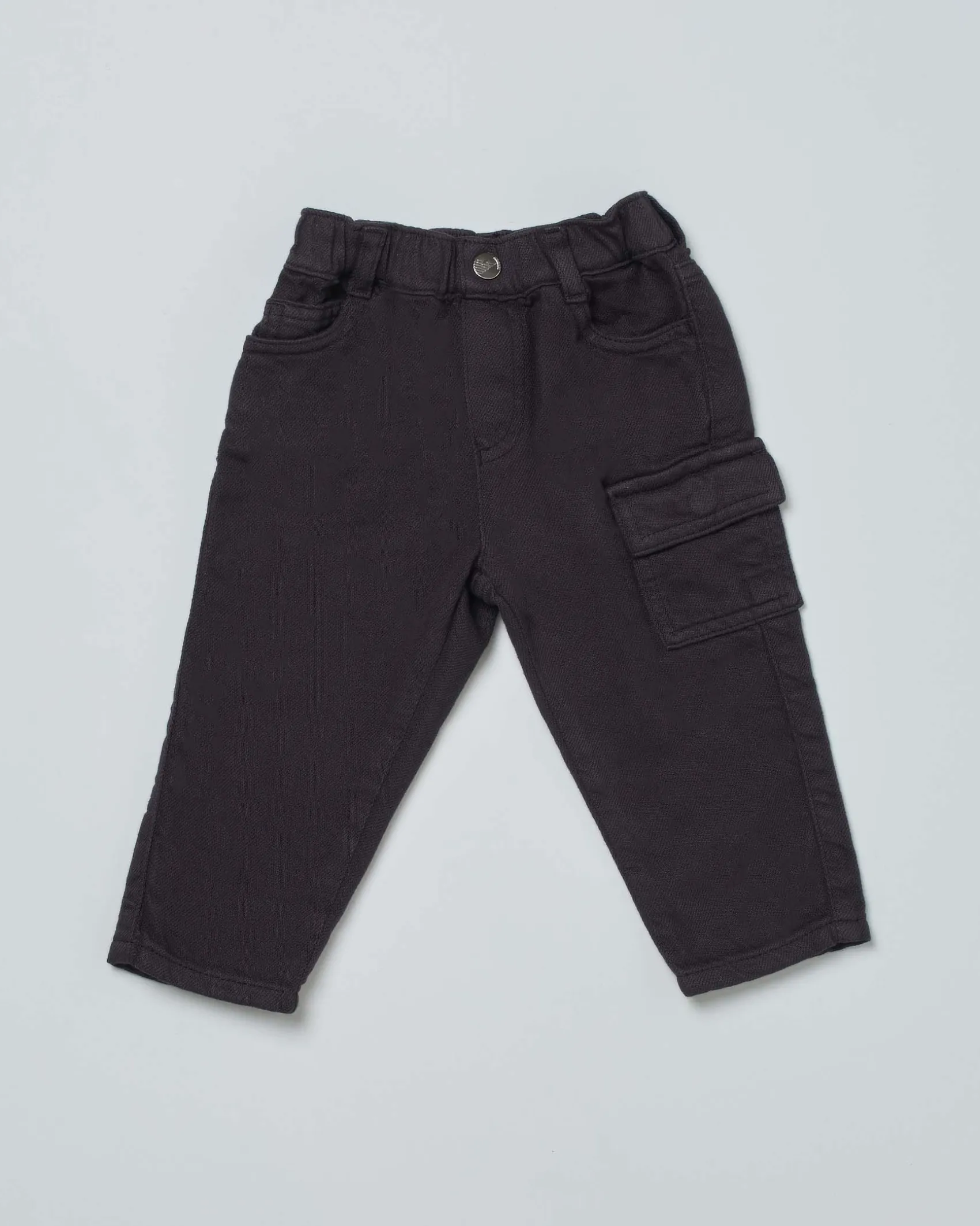 Pantalone Emporio Armani blu in bull di cotone con tascone applicato