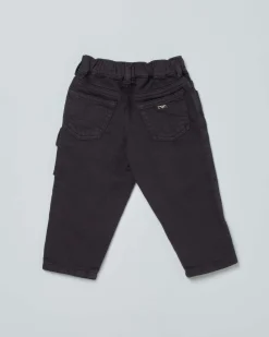 Pantalone Emporio Armani blu in bull di cotone con tascone applicato