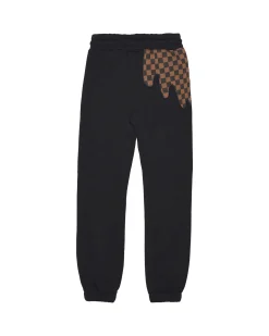 Pantalone felpato Sprayground nero con macchia checkered marrone
