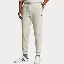 Pantalone grigio melange in felpa con logo pony piccolo sul fianco