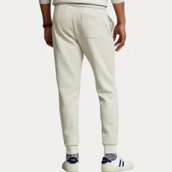 Pantalone grigio melange in felpa con logo pony piccolo sul fianco