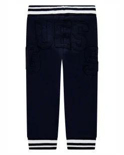 Pantalone Guess jogger blu e bianco in misto cotone