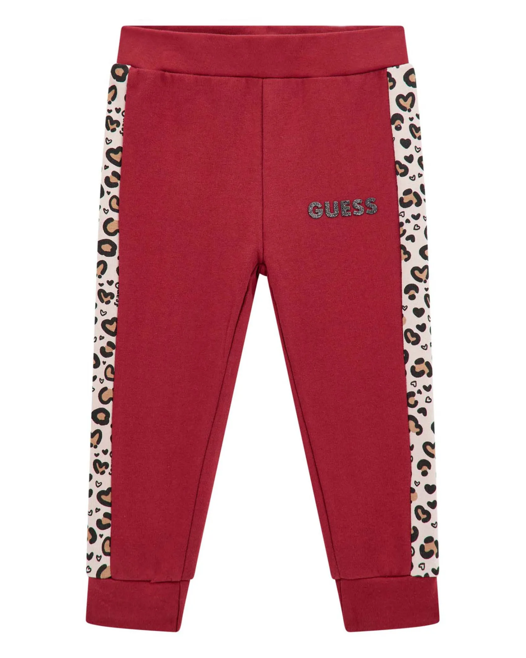 Pantalone Guess rosso in puro cotone con bande animalier