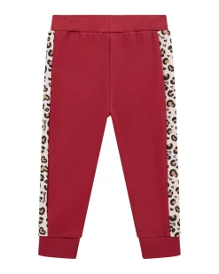 Pantalone Guess rosso in puro cotone con bande animalier