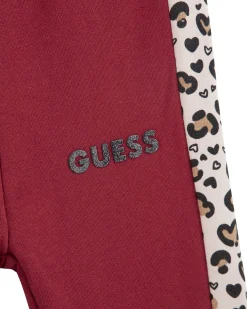 Pantalone Guess rosso in puro cotone con bande animalier