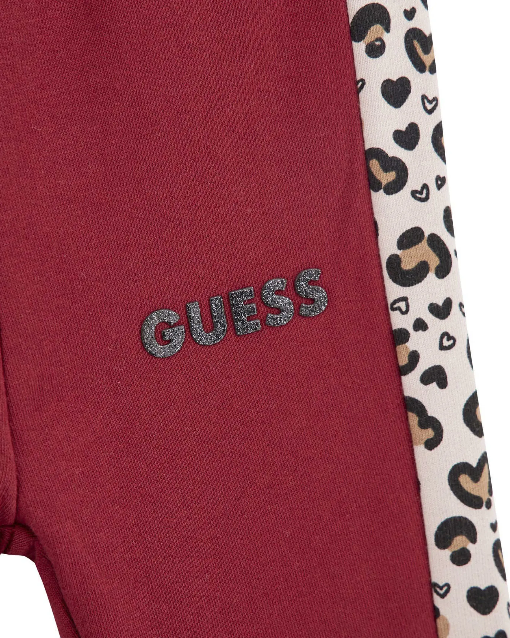Pantalone Guess rosso in puro cotone con bande animalier
