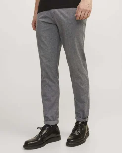 Pantalone Jack & Jones chino slim-fit grigio in tessuto armaturato di cotone stretch