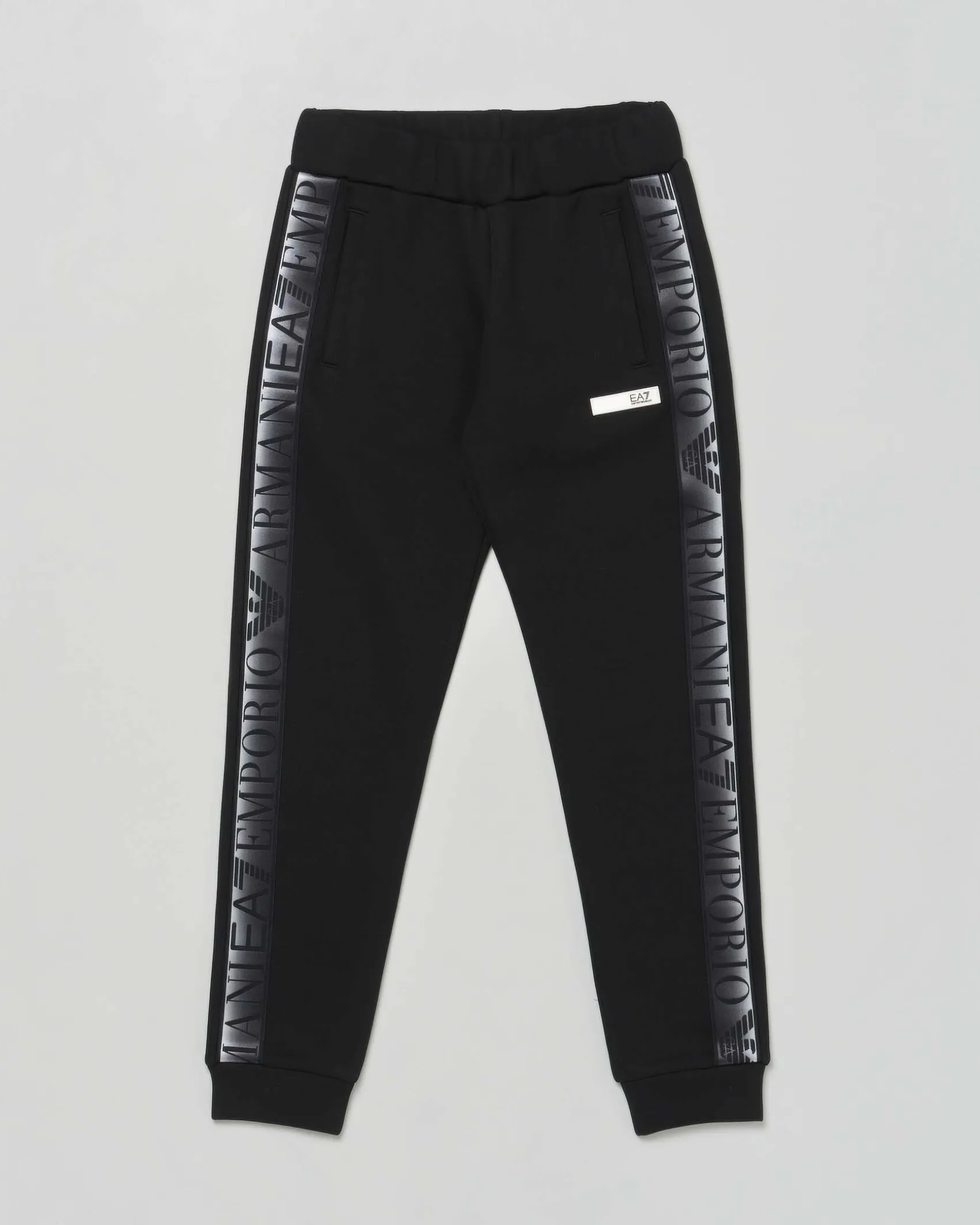Pantalone jogger EA7 nero in neoprene modello natural venus con bande logo