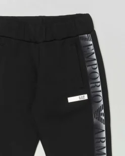 Pantalone jogger EA7 nero in neoprene modello natural venus con bande logo