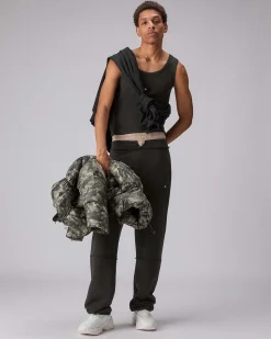 Pantalone jogger Monti Bmat nero in felpa di cotone con vita doppia