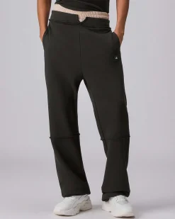 Pantalone jogger Monti Bmat nero in felpa di cotone con vita doppia