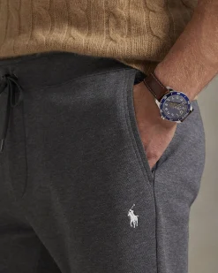 Pantalone jogger Polo Ralph Lauren grigio antracite in felpa con logo pony piccolo sul fianco