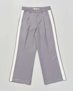 Pantalone Kocca a palazzo grigio con bande bianche