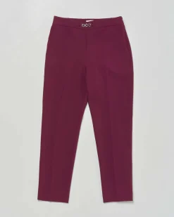 Pantalone Kocca bordeaux in crêpe con catena gioiello