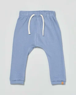 Pantalone Lil'Atelier color avio in felpa di puro cotone con cavallo basso
