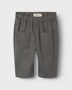 Pantalone Lil'Atelier grigio antracite in twill di cotone a gamba larga con taschine