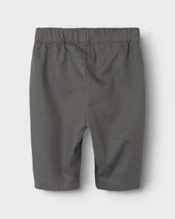 Pantalone Lil'Atelier grigio antracite in twill di cotone a gamba larga con taschine