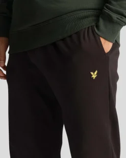 Pantalone Lyle & Scott nero in felpa di cotone con coulisse in vita e logo aquila sul fianco