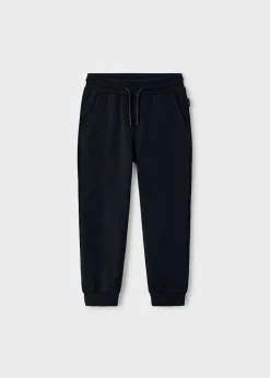 Pantalone Mayoral jogger nero in felpa di cotone stretch