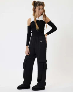 Pantalone Monnalisa cargo nero in raso