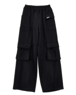 Pantalone Monnalisa cargo nero in raso
