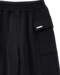 Pantalone Monnalisa cargo nero in raso