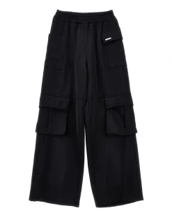 Pantalone Monnalisa cargo nero in raso