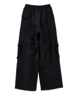 Pantalone Monnalisa cargo nero in raso