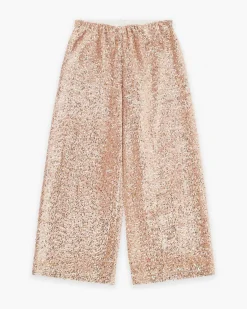 Pantalone palazzo Dixie beige con pailettes