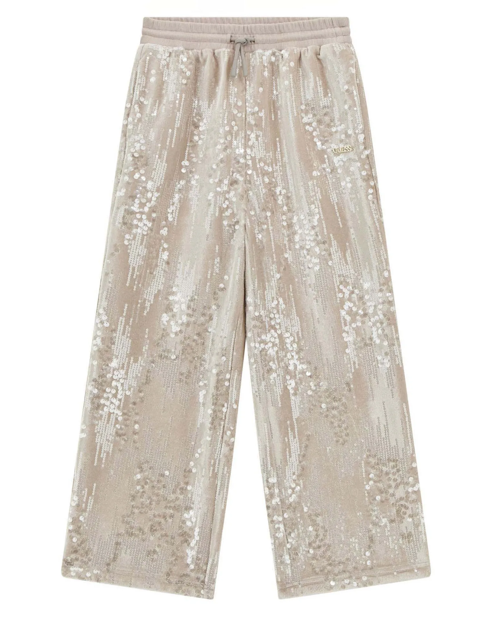 Pantalone palazzo Guess con paillettes rosa cipria