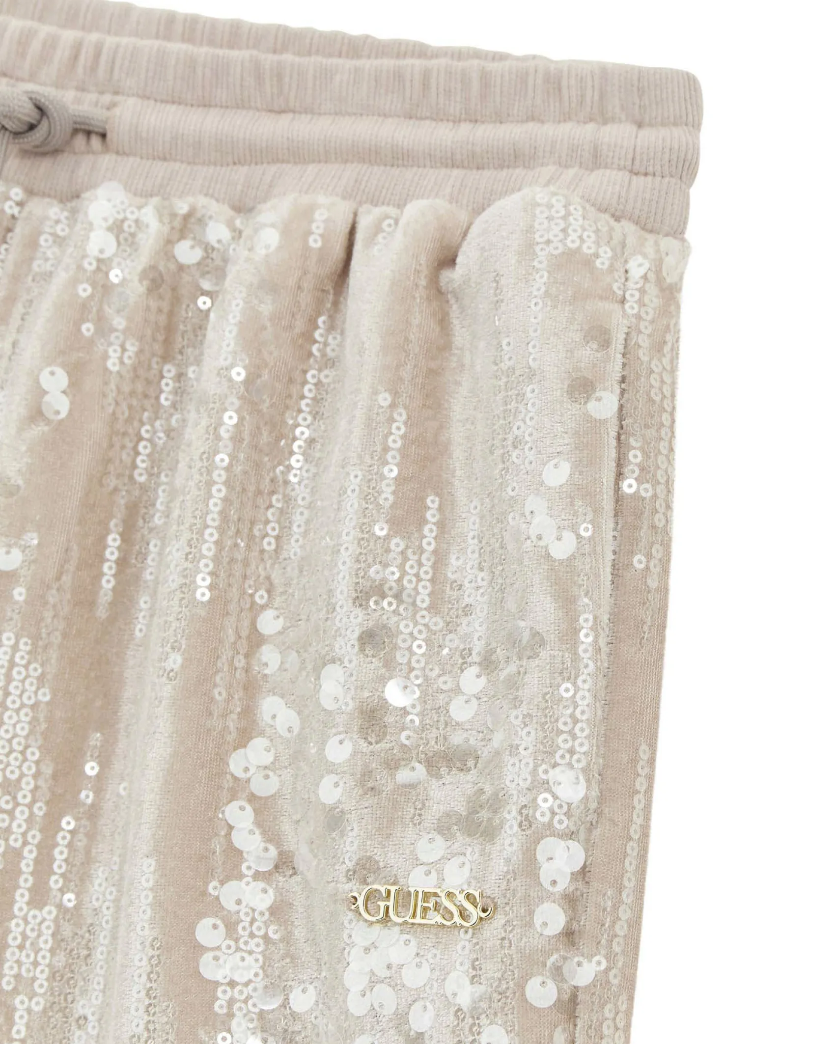 Pantalone palazzo Guess con paillettes rosa cipria