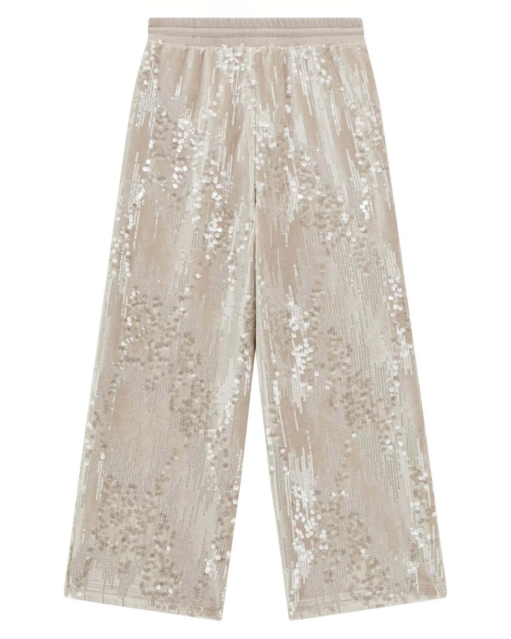 Pantalone palazzo Guess con paillettes rosa cipria